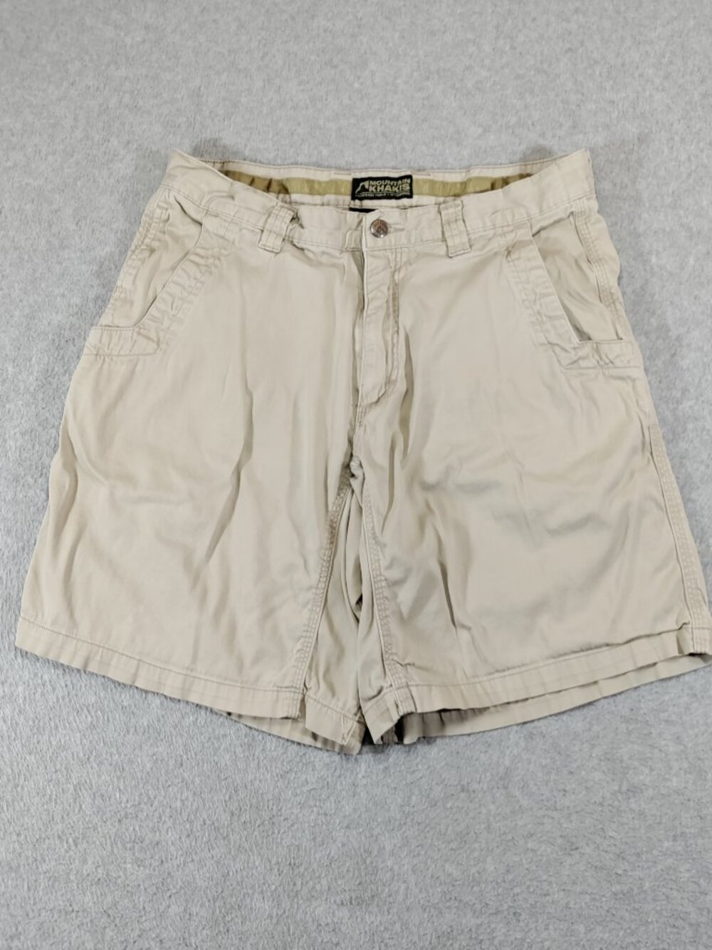 Mountain Khakis Mens 34 Lake Lodge Twill Shorts Khaki Stain